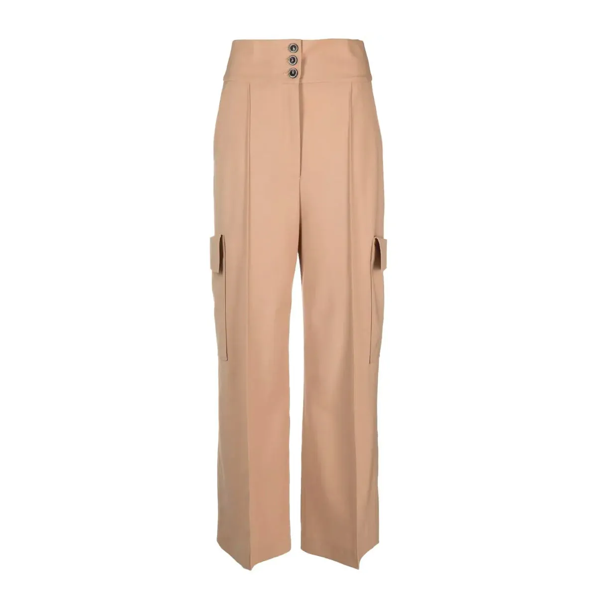 Women's high-waisted cargo pants Beige