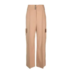 Women's high-waisted cargo pants Beige