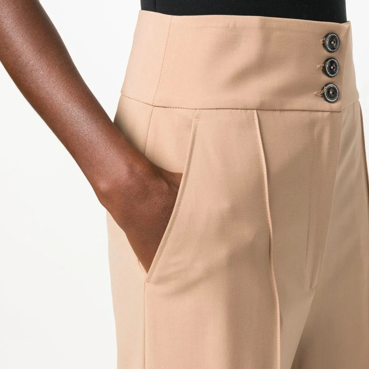 Women's high-waisted cargo pants Beige