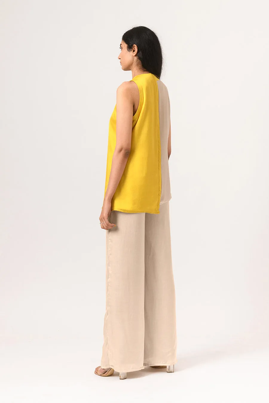 Yellow-Ecru Halter Neck Co-Ord Set