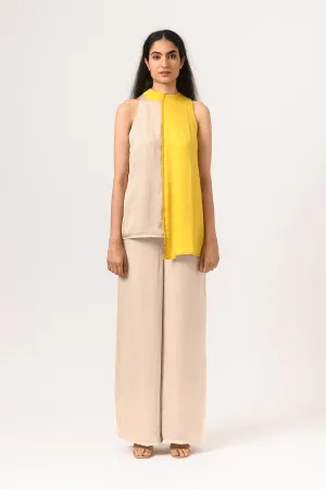 Yellow-Ecru Halter Neck Co-Ord Set