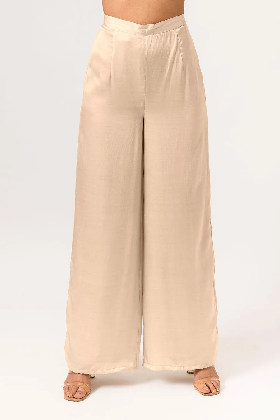 Yellow-Ecru Halter Neck Co-Ord Set