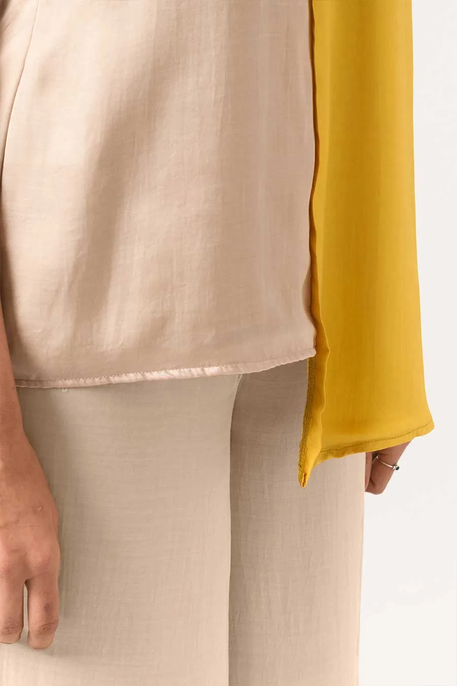 Yellow-Ecru Halter Neck Co-Ord Set