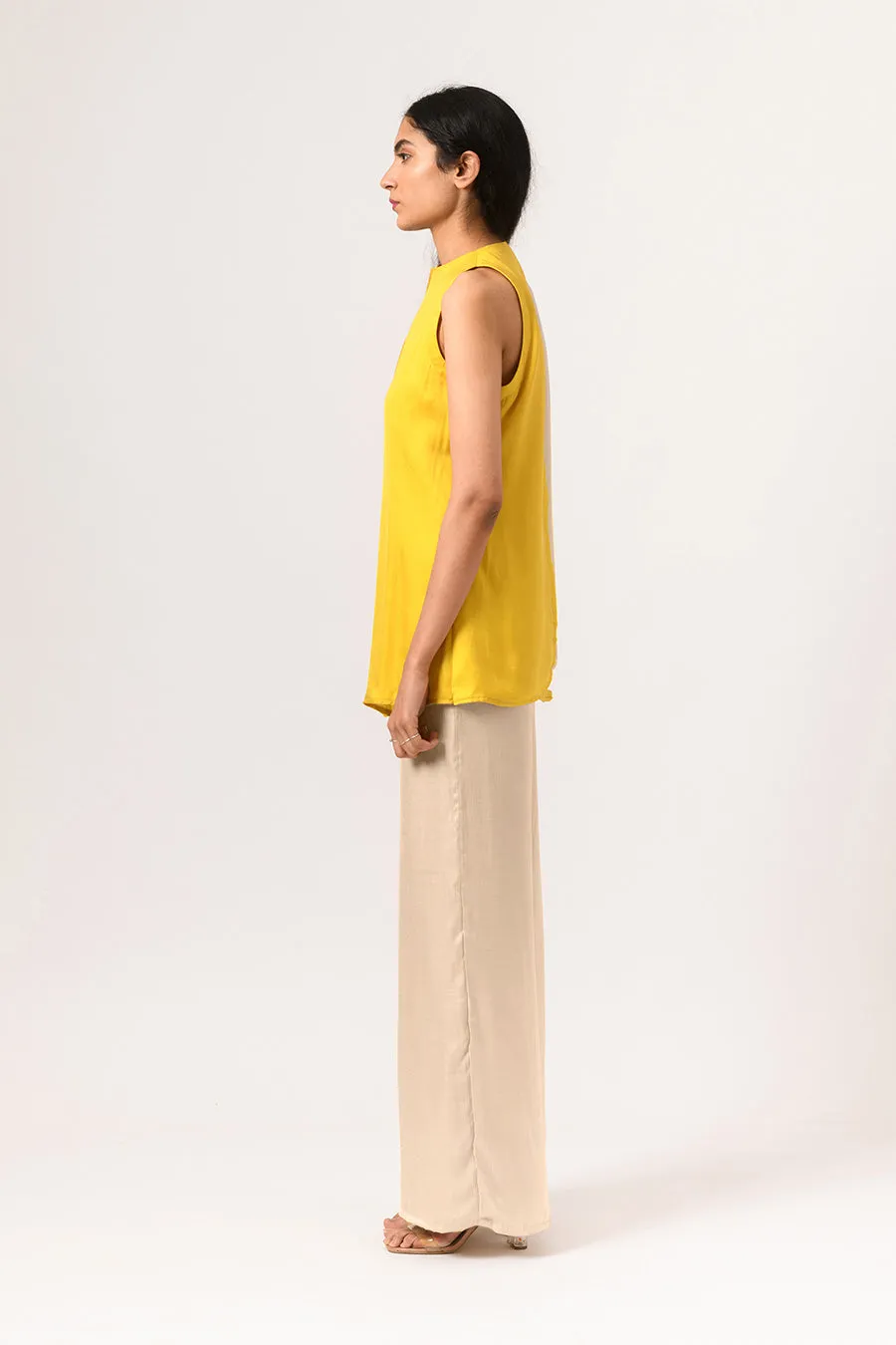 Yellow-Ecru Halter Neck Co-Ord Set