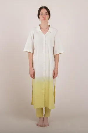 Yellow Ombre Cotton Long Shirt