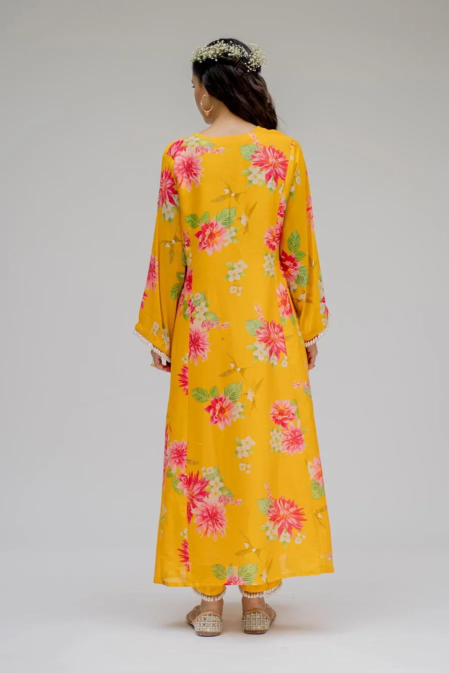 Yellow Printed Kurta Set With Dupatta
